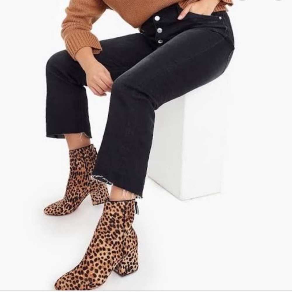 J. Crew Sadie Leopard Mid Rise Boots - Picture 2 of 9
